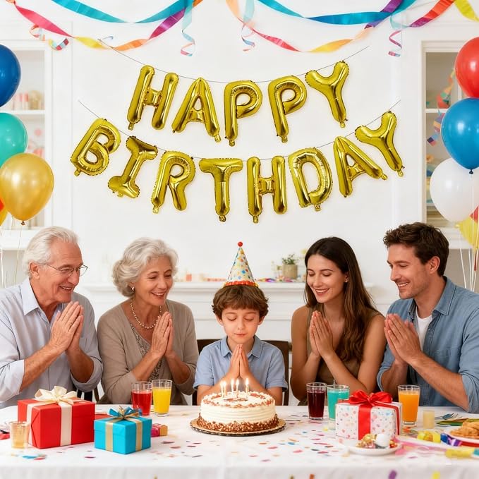 16" Happy Birthday Foil Letter Balloons Banner Set | Alphabet Balloons - Image 7