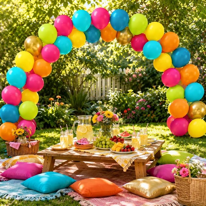 60PCS Tropical Balloons, Hawaiian Balloons, Hot Pink Teal Blue Green Orange - Image 4