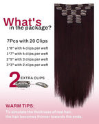 Moresoo Burgundy Clip in Hair Extensions Real Human Hair Dark Red Hair Extensions Real Human Hair Clip ins Double Weft Human Hair Clip in Extensions Red Wine #99J 7pcs 135g 18inch