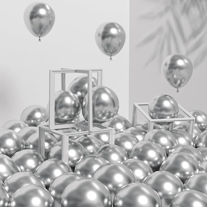 Awenztech 120pcs 5 inch Metallic Silver Latex Balloons | Graduation, Baby Shower by Awenztech