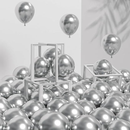 Awenztech 120pcs 5 inch Metallic Silver Latex Balloons | Graduation, Baby Shower by Awenztech
