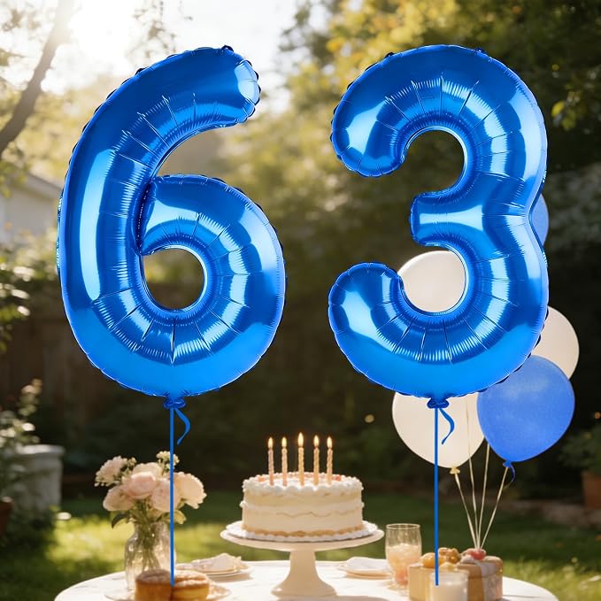 40 Inch Number 63 Balloons for 63rd Birthday Party Decorations, 0-100 Dark Blue - Image 3