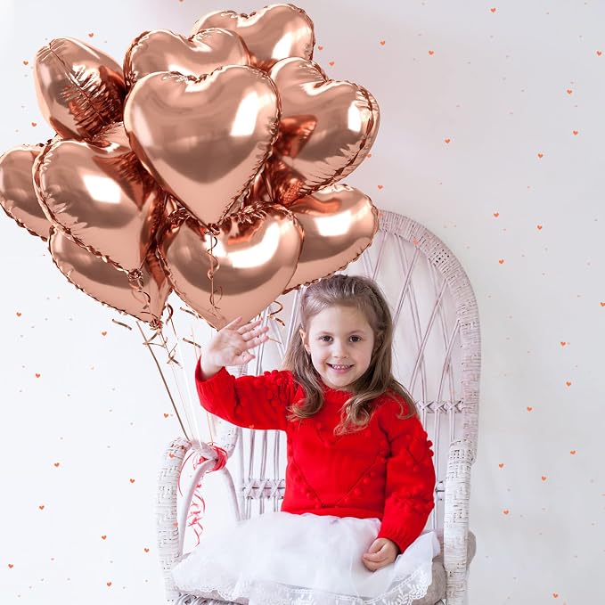 Rose Gold Foil Heart Balloons, Valentines Balloons 18inch Foil Balloons - Image 7
