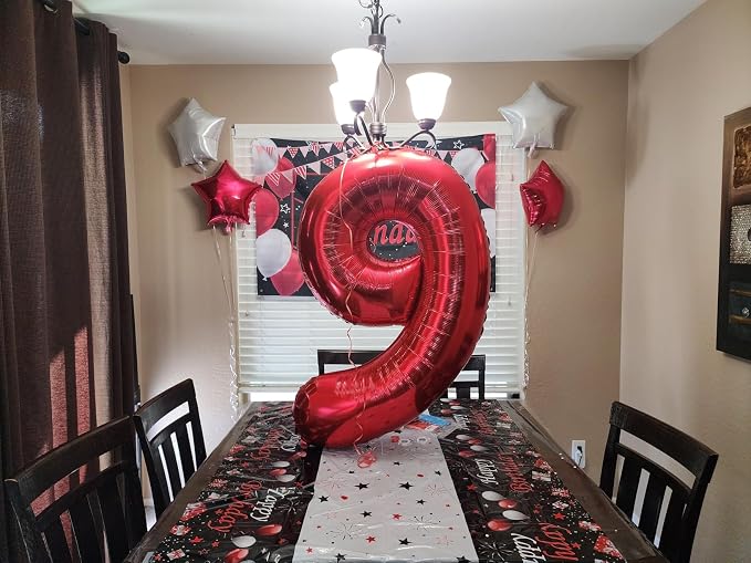 7 Balloon Numbers Birthday Decorations, 40In Red Balloons - Image 3