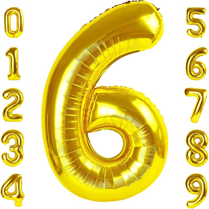 Number Balloon Gold Number 6 for 6 16 Birthday Party Decorations, 40 Inch | by Mluchee