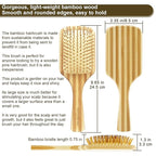 Hair Brush Set for Women & Men, Natural Bamboo Bristles Wet Dry Flat Paddle Detangling Bamboo Brushes Fit All Types Hair, Brush Cleaner Tool included - 3 Pack