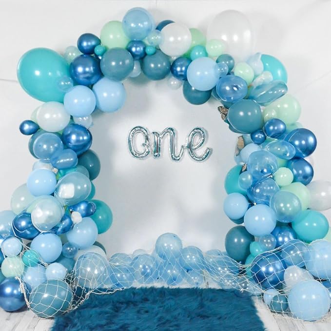 Blue Green Teal Balloons 60 Pcs Ocean Blue Green Pearl White Balloons 12 Inch - Image 7
