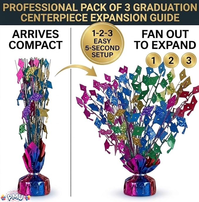 PMU 3 Pcs Multicolor Graduation Balloon Weights, Graduation Centerpieces - Image 6
