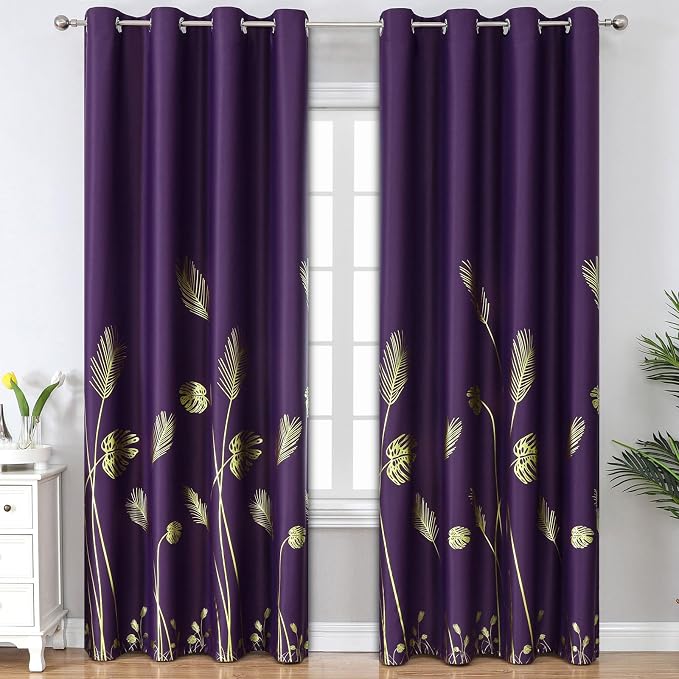 Purple Curtains Blackout Thermal Insulated Window Curtains Drapes by ESTELARTEXTILER