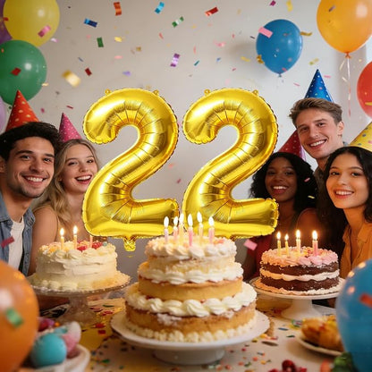 40 Inch Number 22 Balloons for 22nd Birthday Party Decorations, 0-100 Gold - Image 2