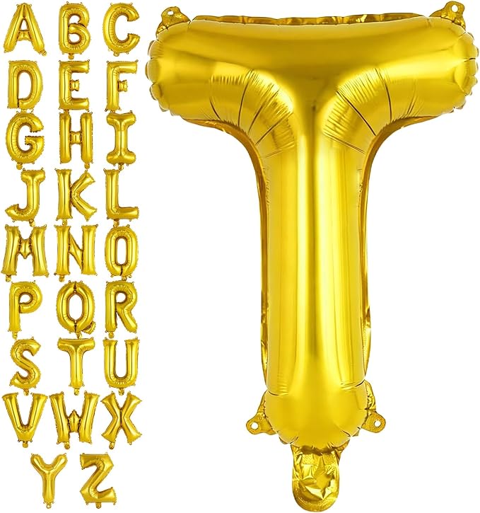 Gold Letter T Balloons, 40 Inch Large Foil Letter Balloons, Custom Phrase by YOTHORN