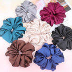 IVARYSS Big Scrunchies for Women Thick Hair, Premium Satin Softer than Silk, XL 6 Inch Extra Large Scrunchy Elastic Hair Bands Accessories, 6 Pack, Black