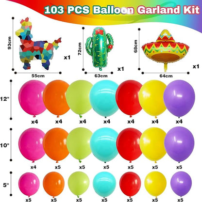 Mexican Fiesta Party Decorations Fiesta Balloon Arch Colorful Mexican Themed - Image 3