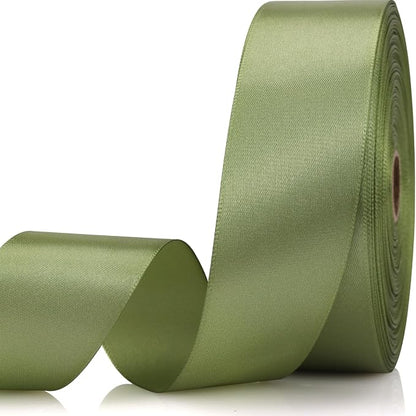 1-1/2 Inch 60 Yards Olive Green Solid Satin Ribbon by Unknown