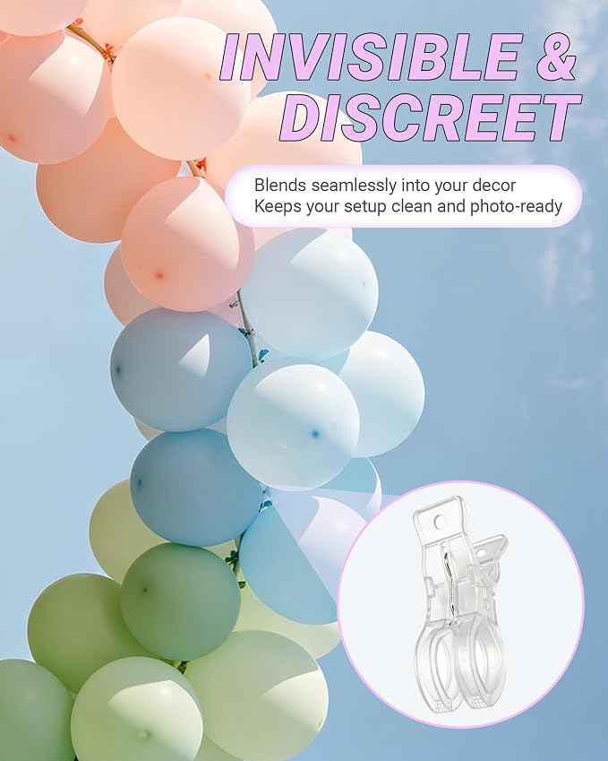 10 Pack Balloon Arch Clips 3.5 Inch Clear Plastic Spring Clamps Invisible - Image 4