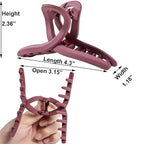 Burgundy Large Hair Claw Clips for Thick/Fine/Thin Hair, Strong Holding Teeth Interlocking Maroon Women Jaw Clips 3 Count Set-Oxblood