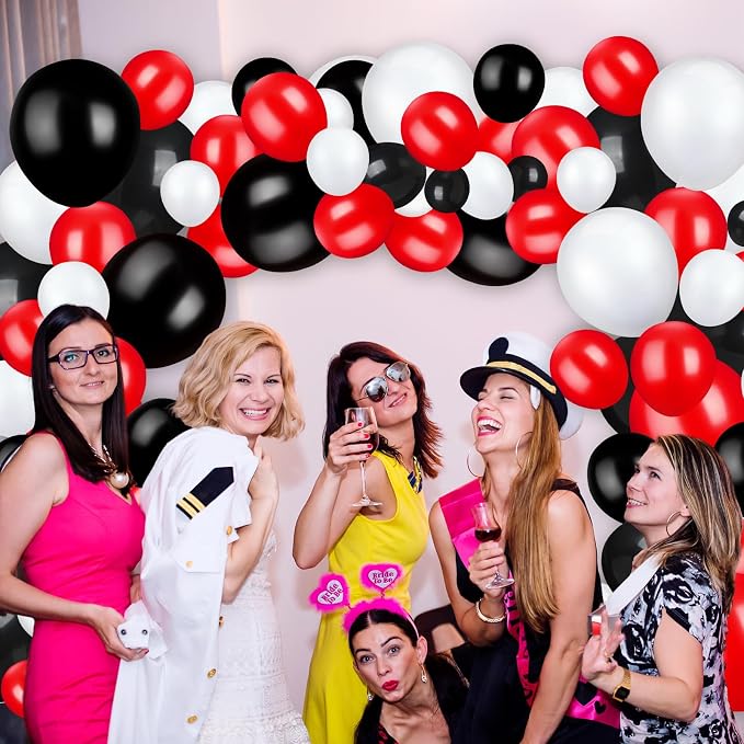 TecUnite 100 Pcs Red Black White Latex Balloons 13 Inch Colorful Round Balloons - Image 2