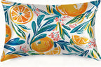 Satin Pillowcase with Zipper for Hair and Skin Abstract Orange and Leaves 1 Pack Soft Silk Pillow Case Standard Size Wrinkle-Free Smooth and Cooling Satin Pillow Cover 20”x26”