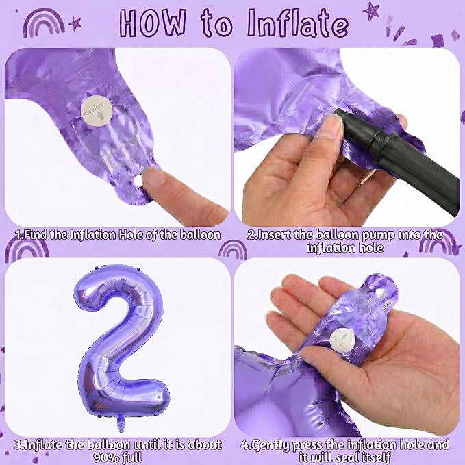 Purple Number 2 Balloon 40 Inch, Giant Lavender Mylar Foil Number 2 - Image 5