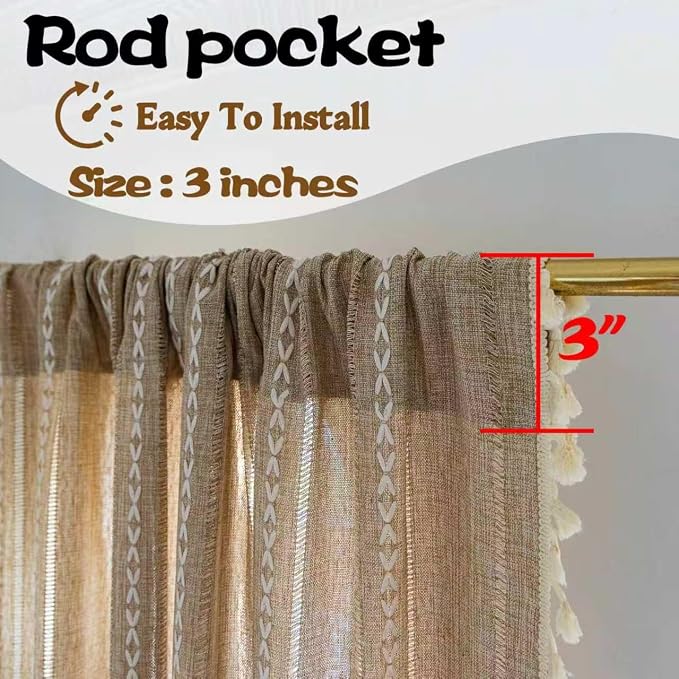 Sutuo Home Natural Boho Curtains 96 Inches Long - Image 5