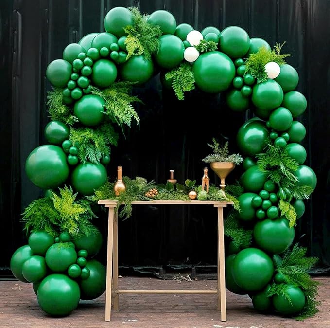 110pcs Dark Green Balloons 12 Inch Green Latex Balloon Arch Kit - Image 3