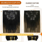Full Shine Balayage Clip in Hair Extensions Real Human Hair 16 Inch Black to Light Brown with Honey Blonde Invisible Hair Extensions Ease of Use 8 PCS 120 G