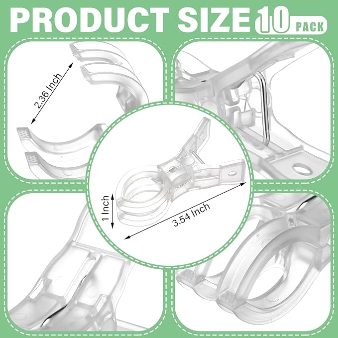 LemonRoad 10 Pack Large Balloon Arch Clips Plastic Transparent Backdrop Spring - Image 3