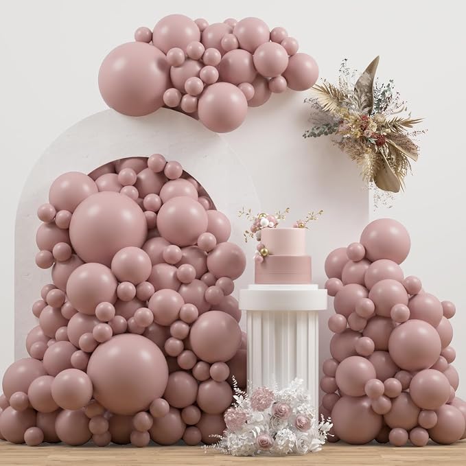 Dusty Pink Double Stuffed balloons Different Size 115Pcs 5/10/12/18 Inch Dusty by JZCZOEB