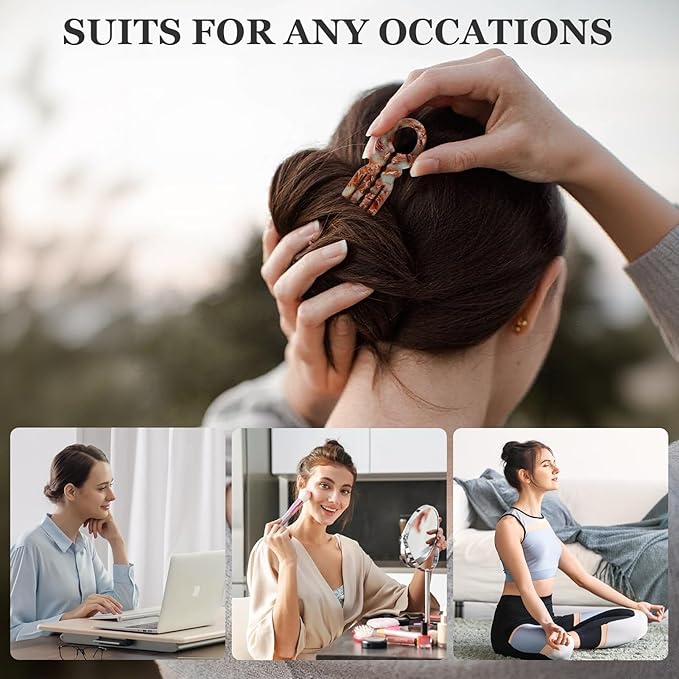Sunolga 3pcs Prestige French Hair Pins for Women, 4.38" Large, Serrated Anti-Slip Design, Curved Shape for Better Head Fit, Coquette Elegant Hair Accessories for Updos, Chignon, Bun Hairstyles