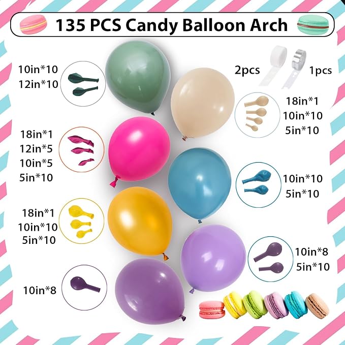 Spring Balloon Arch Kit, Retro Nude Balloons Assorted Colors - Image 2