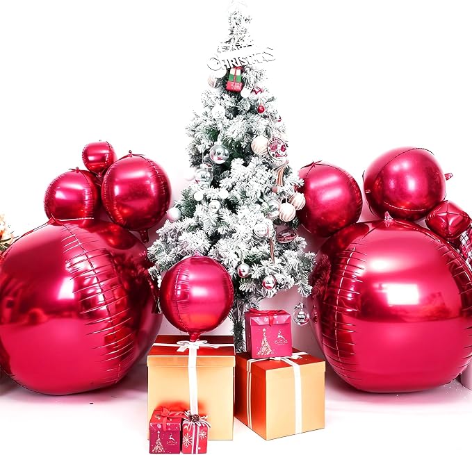 50 Inch Giant Burgundy Red Round Foil Balloons - Image 6