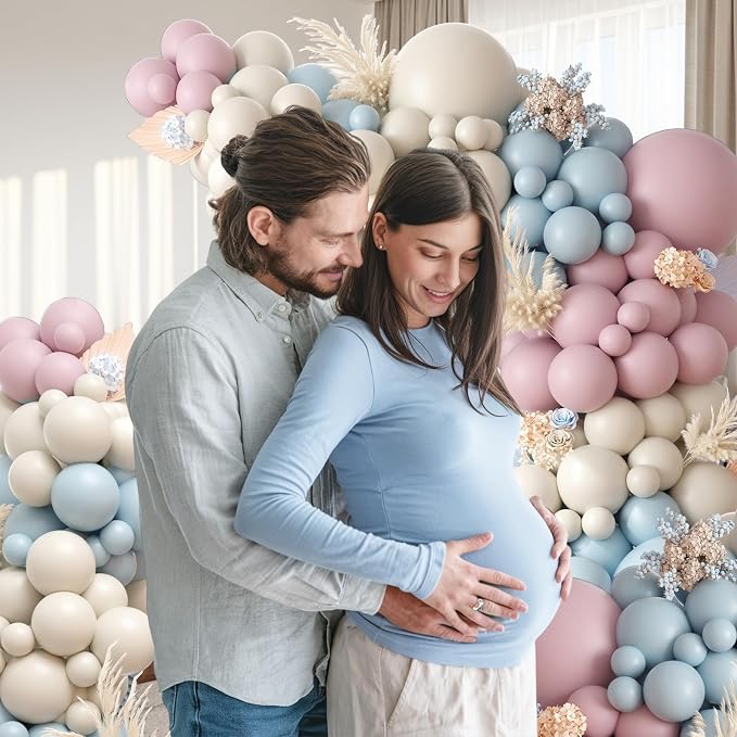Gender Balloon Garland Arch Kit, Dusty Pink and Blue White Sand Balloons Boho - Image 8