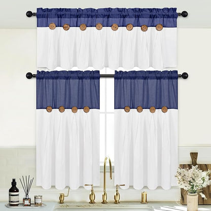 Boho Kitchen Curtains, 36 Inch Length, Farmhouse Cotton Linen Tier Curtains - Image 3