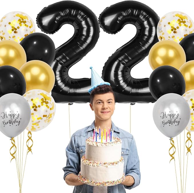 22nd Birthday Decorations for Men, 40 inch 22 Balloon Numbers - Image 5