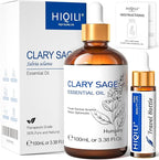 HIQILI Clary Sage Oil Essential, Herbal Sooth Aroma in Diffuse, Meditation, Calming Sleep at Bedtime, Body Massage, Moisturize Skin, DIY Deodorant Spray - 100ML
