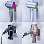 Blow Dryer Holder Wall Mounted, Hair Dryer Holder Stand for Most Hair Dryers Organizer and Storage, Self Adhesive Hairdryer Hanger Rack for Bathroom and Cabinet, Silver