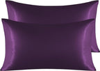 NTBAY 2 Pack Satin King Pillowcases for Hair and Skin, Luxurious and Silky Pillow Cases with Envelope Closure, 20x36 Inches, Eggplant Purple
