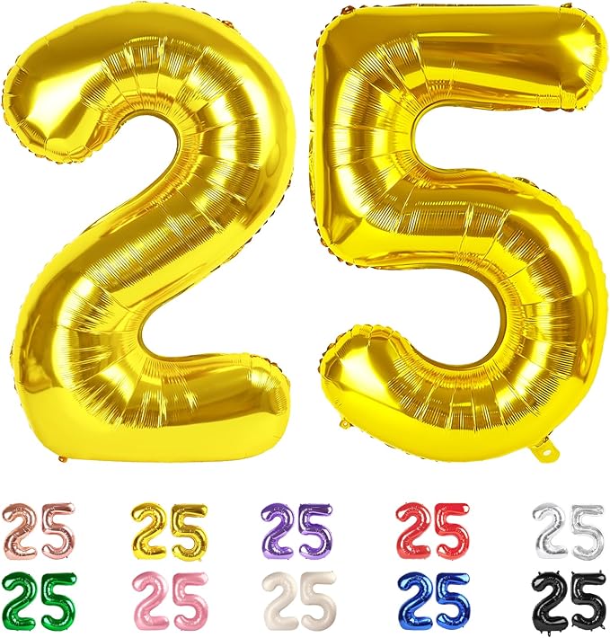 25 Balloon Numbers 40Inch for 25th Year Old Birthday Decorations, Inflation by Mluchee