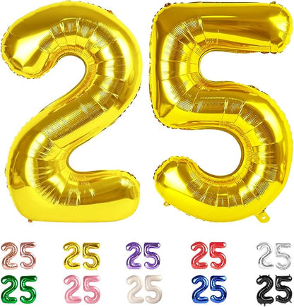 25 Balloon Numbers 40Inch for 25th Year Old Birthday Decorations, Inflation by Mluchee