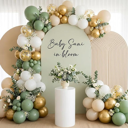 RUBFAC Sage Green White Gold Balloon Arch Kit Different Sizes 129pcs | Pack of - Image 6