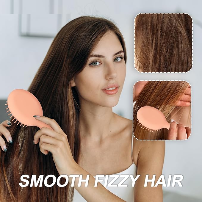 Mini Hair Bursh for Women Men and Kids, Protable Travel Size Hair Brush for Pockets Purse backpack, Mini Detangler Brush for All Hair Types, Small Hair Brush for Detangling (1 Pack-Orange)