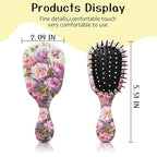 Mini Hair Brush,Cute Detangling Travel Hair Brush,Soft Bristles for Effortless Tangle Removal,Detangler Hairbrush for Women Men Boys Girls Kids Wet Dry All Hair Types (Pink Flowers, Mini)