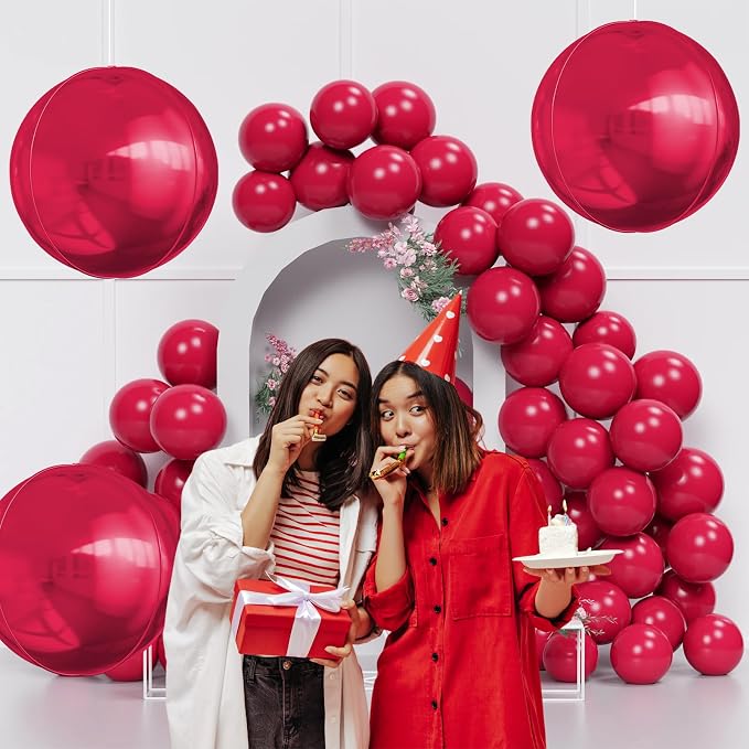 50 Inch Giant Burgundy Red Round Foil Balloons - Image 7