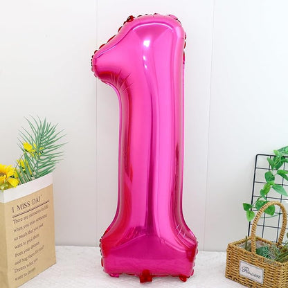 40 Inch Hot Pink Number 1 Balloon, Giant Number Balloons, Birthday Decor | - Image 2