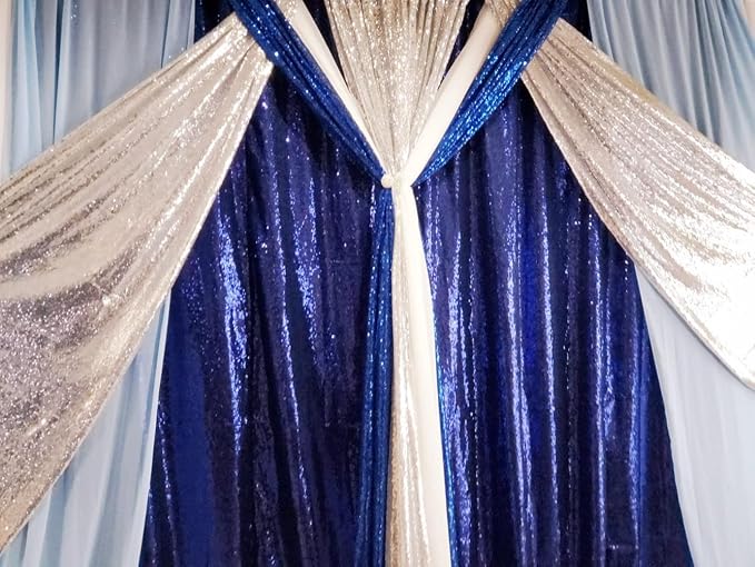 Poise3EHome 2ft x 8ft Blue Sequin Photography Backdrop Curtains 2 Panels - Image 9