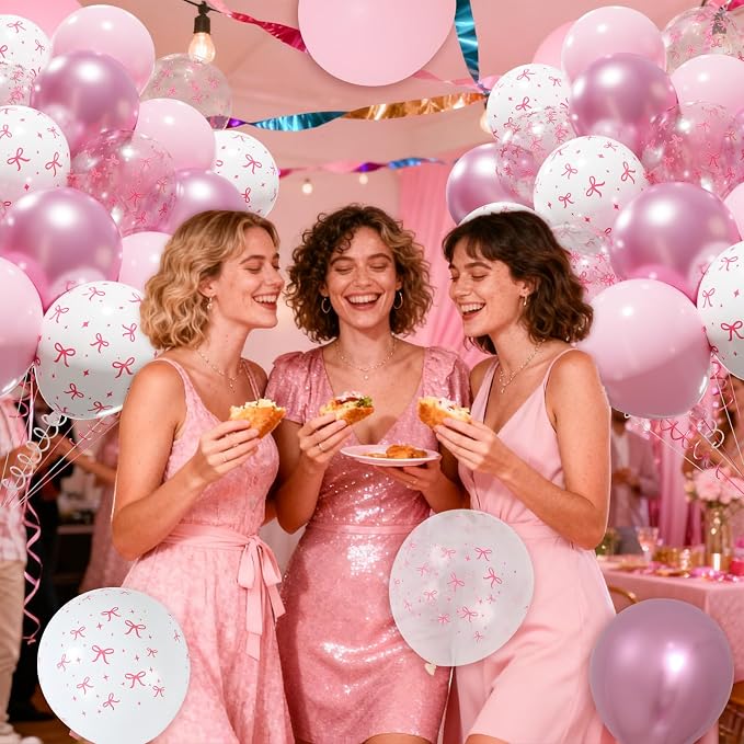 Patimate Pink Bow Balloons Set - Image 2