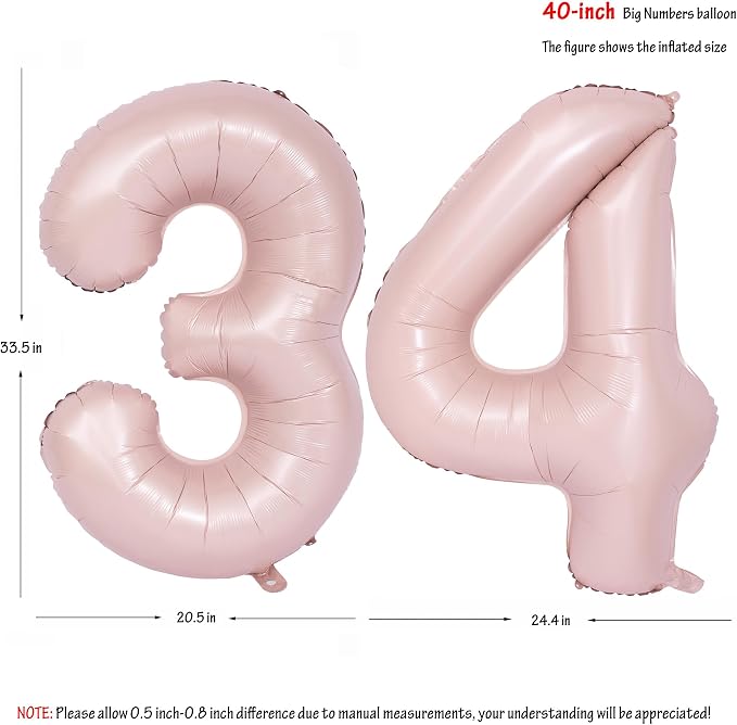 40 In Matte Pink Number Balloons Helium Foil Mylar Balloon Party Digital 34 | - Image 2
