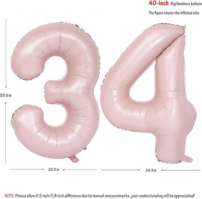 40 In Matte Pink Number Balloons Helium Foil Mylar Balloon Party Digital 34 | - Image 2