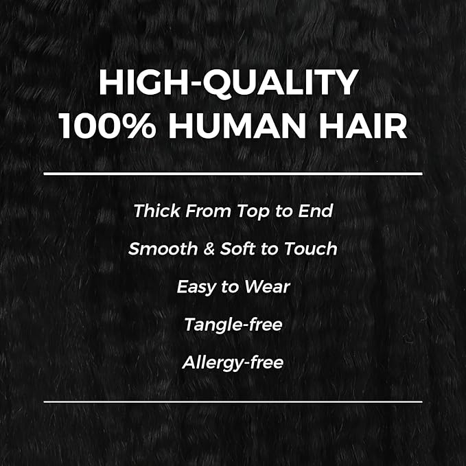 Lashey Seamless Clip in Hair Extensions Human Hair #1 Jet Black Kinky Straight Clip in Hair Extensions Real Human Hair 7pcs 110g 24 Inch PU Weft Natural Hair Extension for Women
