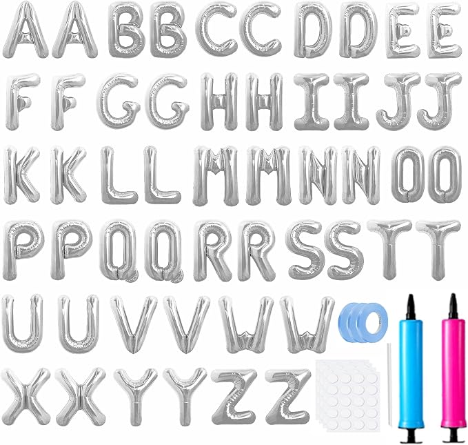 LIOZEOKUN Letter Balloons 16 Inch Alphabet A-Z Mylar Foil Balloons 2 Set by LIOZEOKUN